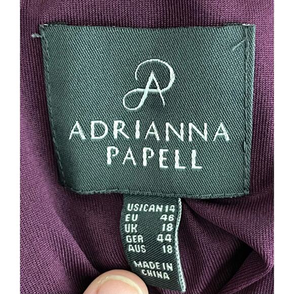 Adrianna Papell Lace Maxi Dress Purple 14 Petite Shortened Wedding Guest Formal - Picture 7 of 13